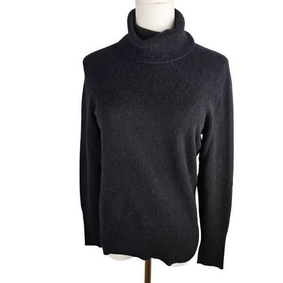 Victor Alfaro Sweater Medium Women Black Turtleneck 100% Cashmere Classic Luxury - Picture 1 of 7